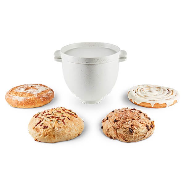 KitchenAid 5KSM2CB5BGS 4.7L Ceramic Bread Bowl with Lid, Grey Speckle - product image 2