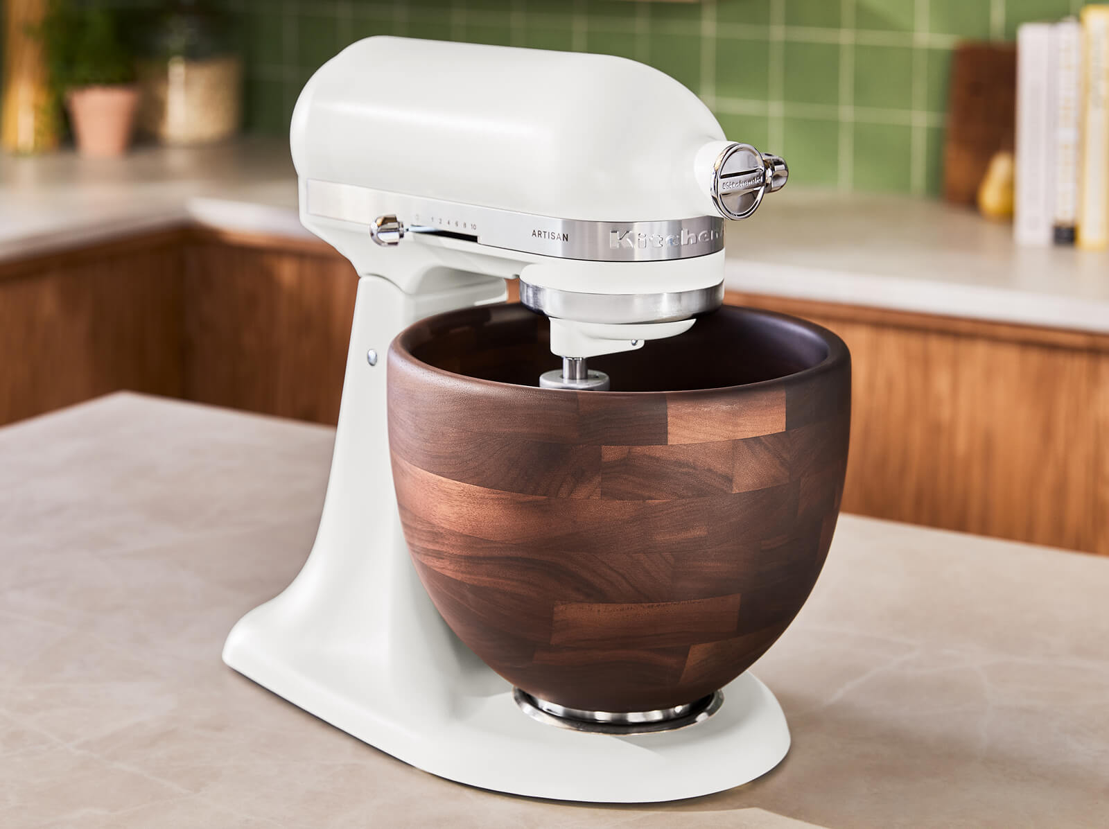 KitchenAid 5KSM156WB 4.7L Artisan Tilt-Head Stand Mixer with Walnut Bowl